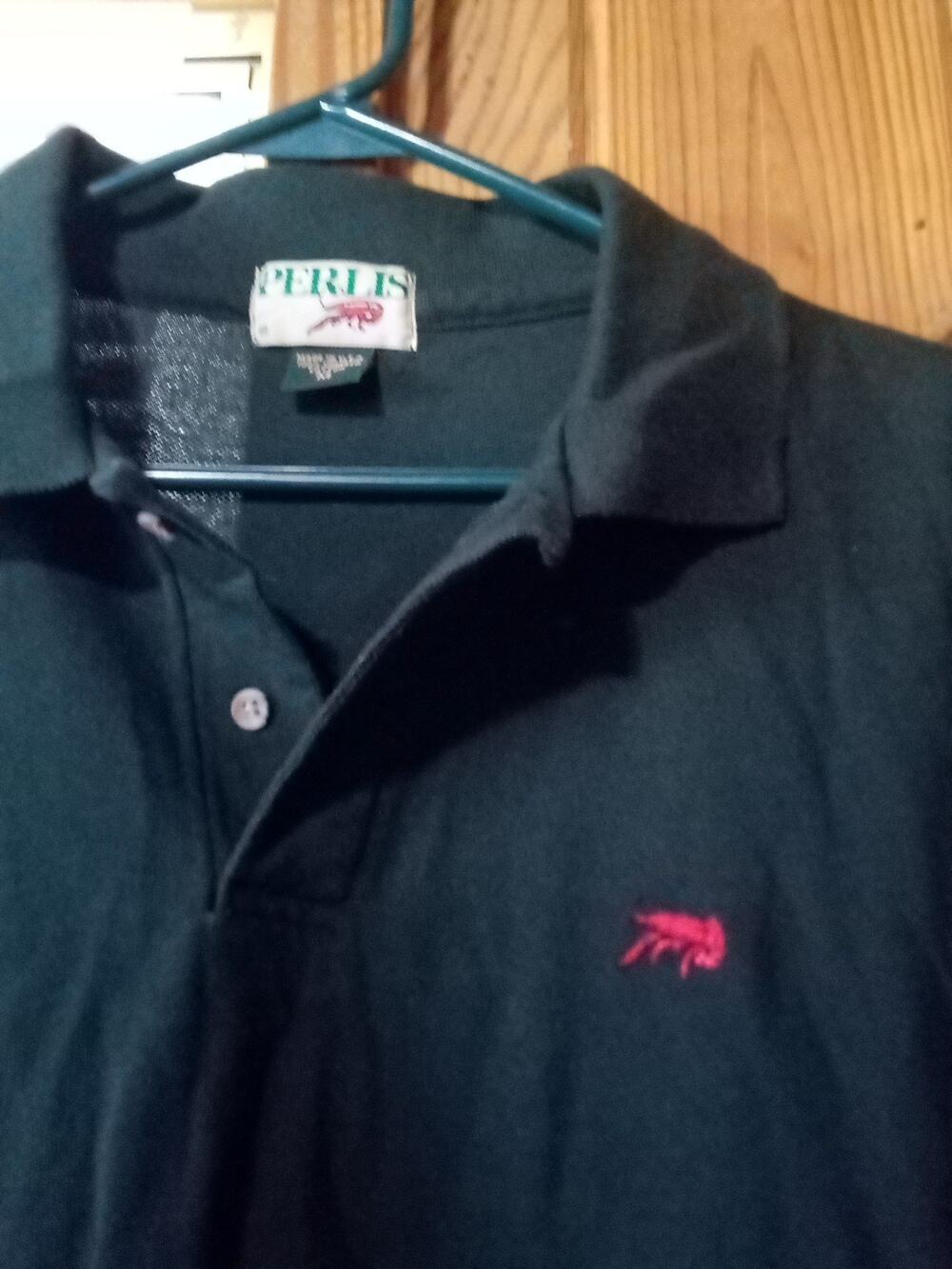 PERLIS Forest Green Long Sleeve Polo Golf Shirt w/ Crawfish Logo Size M